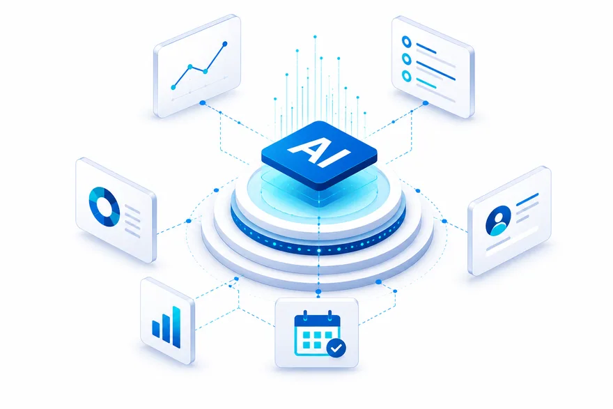 AI-assisted operational intelligence connecting patterns, recommendations, analytics, and workforce insights